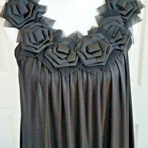 Kitty Sexy Yet Classy Vintage Black Dress Ornate Flowered Neckline Gorgeous!